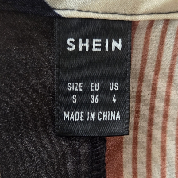 Shein Black And Brown Striped Short Sleeve Dress Size Small - Picture 4 of 4